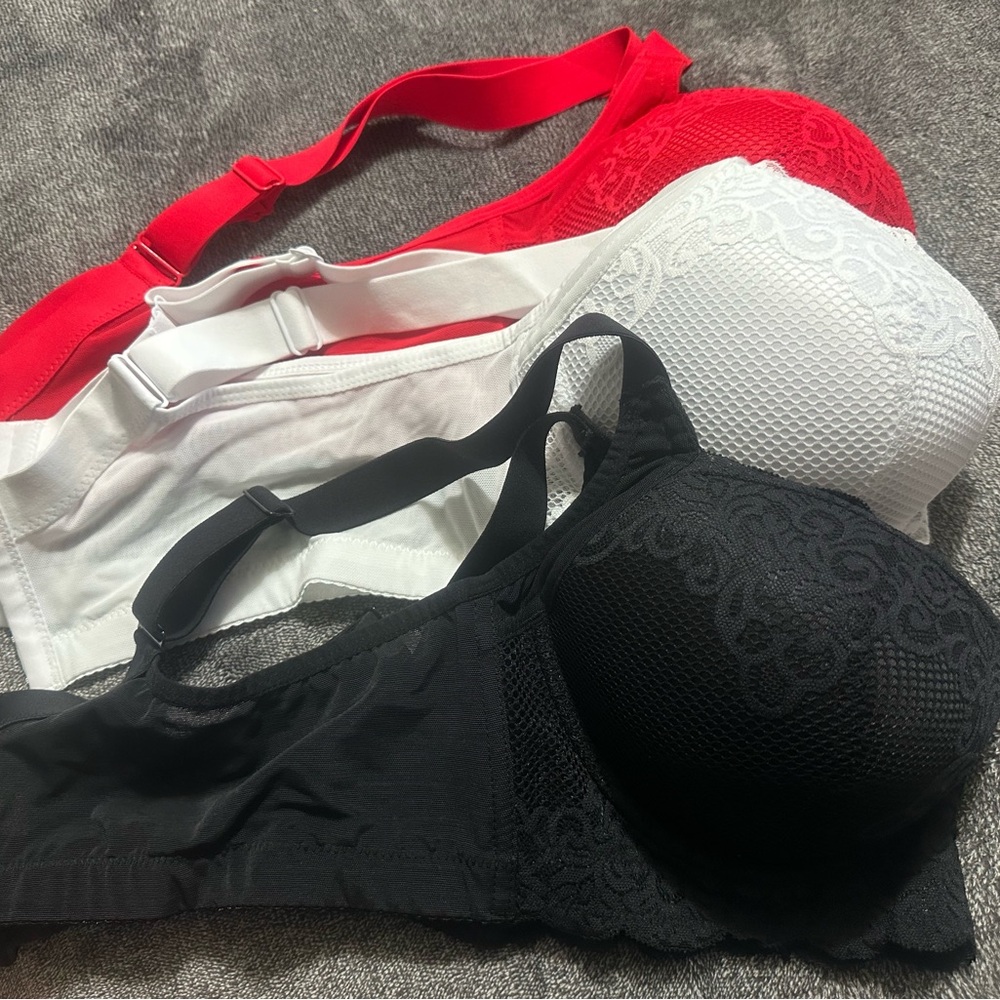 Elegant Lace Women's Bra Set - Red, White, Black